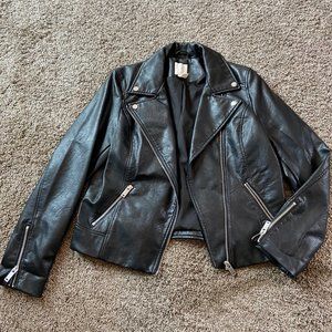 Black faux leather H&M bomber jacket